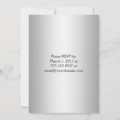 ラベンダーパープルシルバーブロケード結婚リボンポスト 招待状 (裏面)