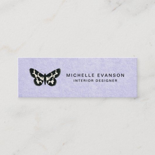 ラベンダーパープルシンプルと蝶のロゴ スキニー名刺 (正面)
