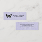 ラベンダーパープルシンプルと蝶のロゴ スキニー名刺 (正面/裏面)