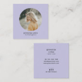 ラベンダーパープルシンプルフォトサモダンーマティックメディア スクエア名刺 (正面/裏面)