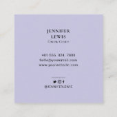 ラベンダーパープルシンプルフォトサモダンーマティックメディア スクエア名刺 (裏面)