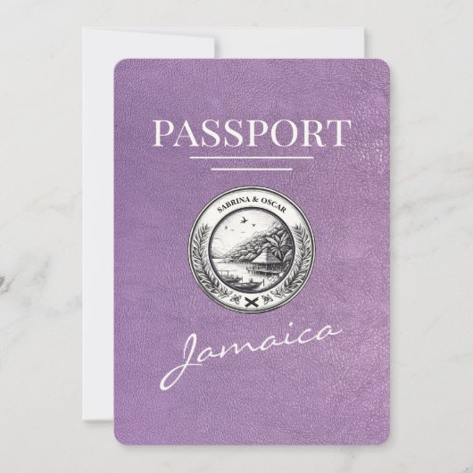 ラベンダーパープルジャマイカパスポート日付を保存 セーブザデート (正面)