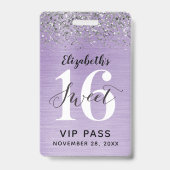 ラベンダーパープルスウィート16誕生日VIP バッジ (正面)