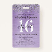 ラベンダーパープルスウィート16誕生日VIP バッジ (裏面)