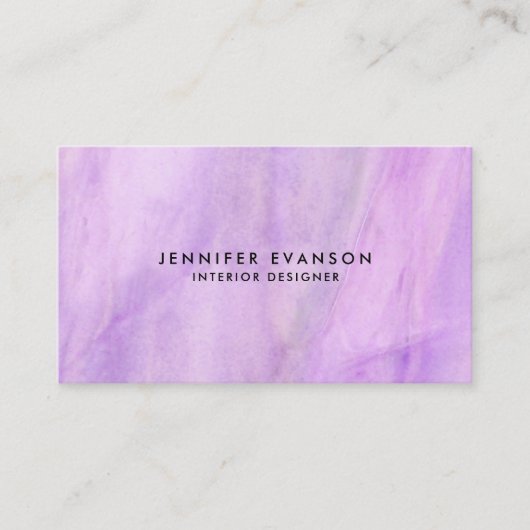 ラベンダーパープルステンドグラス水彩模様 名刺 (正面)