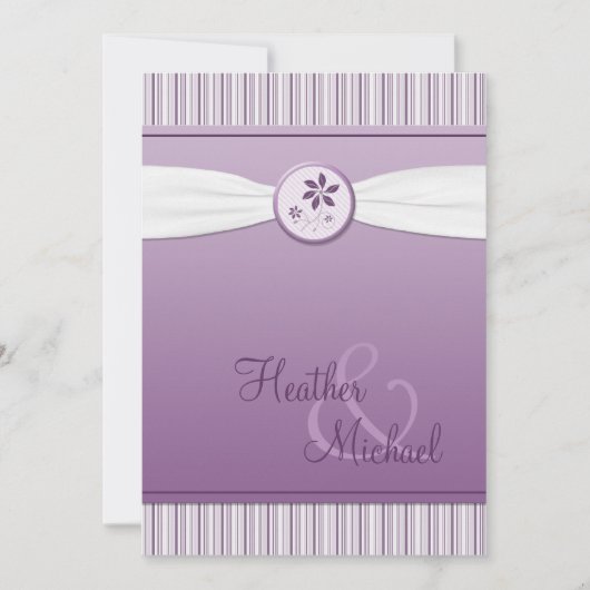ラベンダーパープルストライプ結婚式招待状 招待状 (正面)