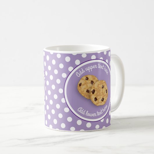 ラベンダーパープルスポッティング上の甘いクッキーペア コーヒーマグカップ (正面右)