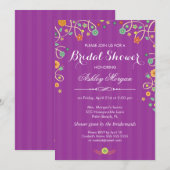 ラベンダーパープルスワールフローラブライダルシャワー 招待状 (正面/裏面)