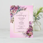 ラベンダーパープルダスティピンク結婚のバラのテンプレート 招待状 (スタンド正面)