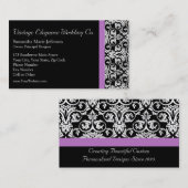 ラベンダーパープルダマスクブラック/ホワイト 名刺 (正面/裏面)