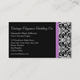 ラベンダーパープルダマスクブラック/ホワイト 名刺