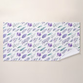 ラベンダーパープルティール（緑がかった色）グリーンボタニカル離れ | バスタオル (バスタオル)