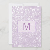 ラベンダーパープルティール（緑がかった色）大理石グリッターバースデーパーティー 招待状 (裏面)