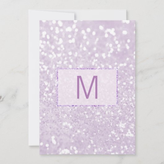 ラベンダーパープルティール(緑がかった色)大理石グリッターバースデーパーティー 招待状 (裏面)