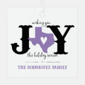 ラベンダーパープルテキサス州JOYフォトホリデー メタルオーナメント (正面)