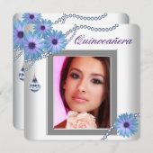 ラベンダーパープルデイジーキンセアニェラ 招待状 (正面/裏面)