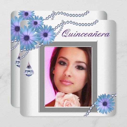 ラベンダーパープルデイジーキンセアニェラ 招待状 (正面/裏面)