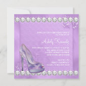 ラベンダーパープルハイヒールシューバースデーパーティー 招待状 (裏面)
