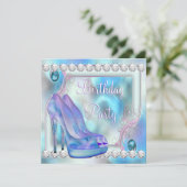 ラベンダーパープルハイヒールシューバースデーパーティー 招待状 (スタンド正面)