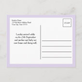 ラベンダーパープルハローワールドフォト誕生Stat 案内ポストカード (裏面)