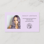 ラベンダーパープルハートの写真のロゴの感謝してい順序 名刺 (裏面)
