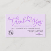 ラベンダーパープルハートの写真のロゴの感謝してい順序 名刺 (正面)