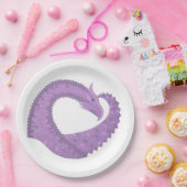 ラベンダーパープルハートドラゴンの白 ペーパープレート (パーティー)