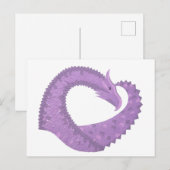 ラベンダーパープルハートドラゴンの白 ポストカード (正面/裏面)