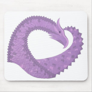 ラベンダーパープルハートドラゴンの白 マウスパッド
