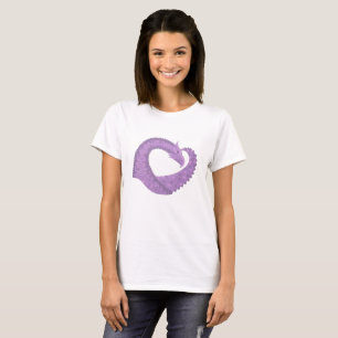 ラベンダーパープルハートドラゴンの白 Tシャツ