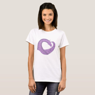 ラベンダーパープルハートドラゴンの白 Tシャツ