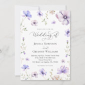 ラベンダーパープルバイオレットフローラ春の結婚式 招待状 (正面)