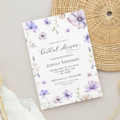 ラベンダーパープルバイオレットフローラ春ブライダルシャワー 招待状