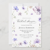 ラベンダーパープルバイオレットフローラ春ブライダルシャワー 招待状 (正面)