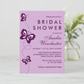 ラベンダーパープルバタフライスワール結婚式招待状 招待状 (スタンド正面)