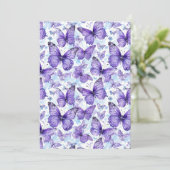 ラベンダーパープルバタフライパターンサンキューカード サンキューカード (スタンド正面)