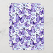 ラベンダーパープルバタフライパターンサンキューカード サンキューカード (正面/裏面)