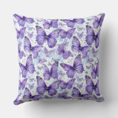 ラベンダーパープルバタフライパターン クッション (裏面)
