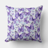 ラベンダーパープルバタフライパターン クッション (正面)