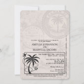 ラベンダーパープルバハマ結婚パスポート 招待状 (正面)