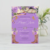 ラベンダーパープルバラファンシーチャラキンセアニェラ 招待状 (スタンド正面)