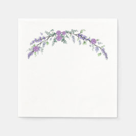 ラベンダーパープルバラ及びユーカリ スタンダードカクテルナプキン