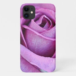 ラベンダーパープルバラ花びらアートフォンケース iPhone 11 ケース
