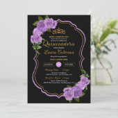 ラベンダーパープルバラ金ゴールドエレガントキンセアニラ 招待状 (スタンド正面)