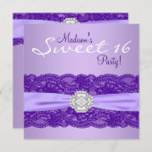 ラベンダーパープルバースデーパーティー 招待状 (正面/裏面)