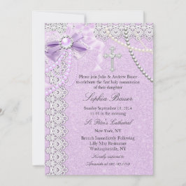 ラベンダーパープルパールボウクロスホーリーコミュニオン 招待状