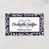 ラベンダーパープルヒョウ印刷ラッシュメイクアップロイヤリティ 名刺 (正面)