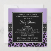 ラベンダーパープルヒョウ赤ちゃんガールシャワー 招待状 (裏面)