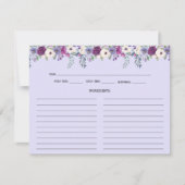ラベンダーパープルピンクフローラレシピカード (正面)