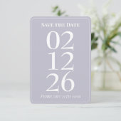 ラベンダーパープルファンシー結婚式のSave the Date 招待状 (スタンド正面)